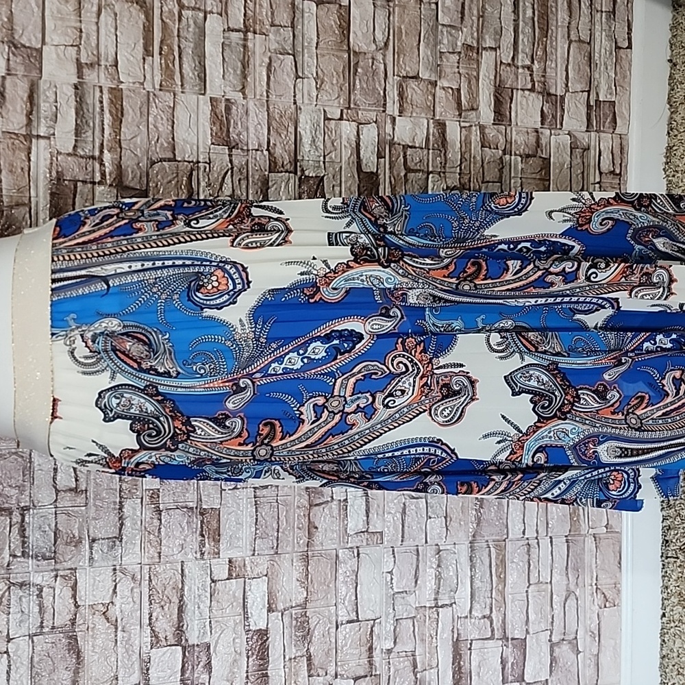 Made In Italy Paisley Print Blue and Cream Skirt